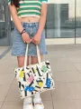 Large-Capacity Canvas Tote Shoulder Bag, Washable Fashionable Messenger Bag for Boys and Girls. 