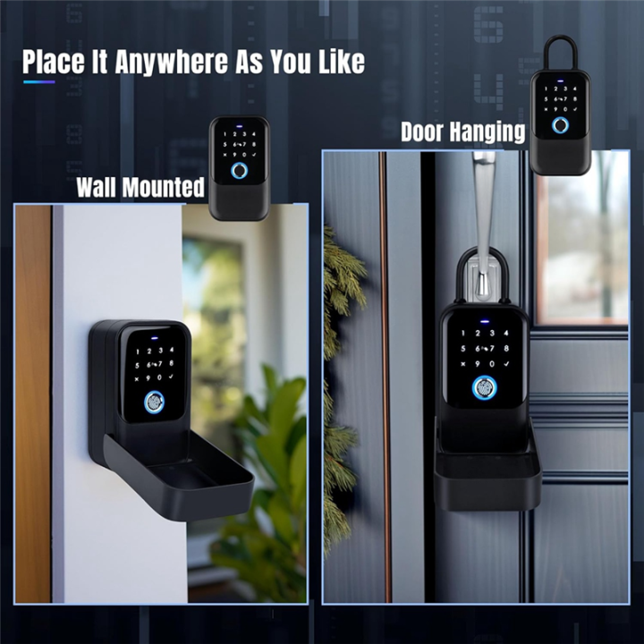 Wireless Lock Box Fingerprint Lock Box Suitable for House Keys and Real ...