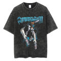 Hip Hop Streetwear Tshirt Japanese Anime Chainsaw Man Vintage Washed Black T Shirt Men Cotton T-Shirt Summer Casual Tops Tee. 
