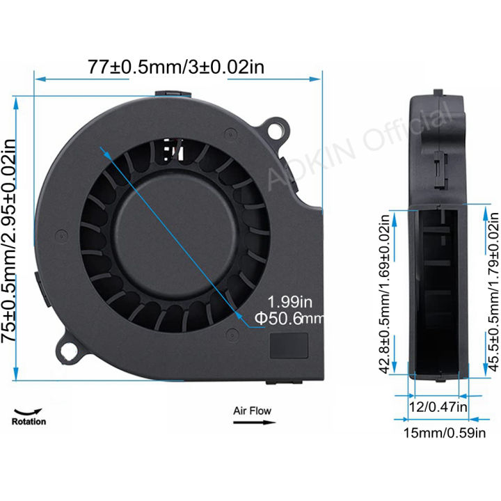 75mm Usb Fan 75mm X 15mm Blower Fan 5v Dc Brushless Cooling Fan Usb ...