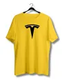 Tesla yellow Tshirt  unisex  tees  designer tees  crew neck  silver white  red  blue  black. 