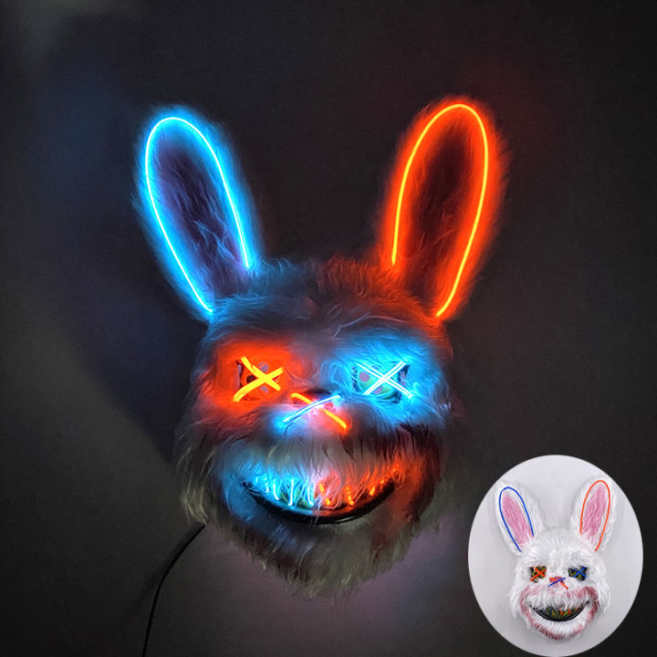 Light Up Japanese Oni Devil Mask LED Luminous Prajna Horror Mask Full ...