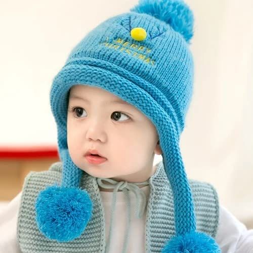 Baby Wool Cap Baby Kids Winter Hat Toddler Girls Boys Woolen Cap Soft Warm Velvet Fur Knitted Hat Stylish Design Cap with Ear Warmer Daraz.lk