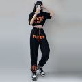 Jazz Dance Costume Women's Summer Korean StylejazzHigh Waist Top Hip Hop Loose Street Dance Pants Dancing Suit. 