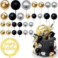 25pcs Black Gold Bubbles Balls Cake Topper Foam Balls Cake Topper Wedding Birthday Party Baby Shower Cake dessert Decoration. 