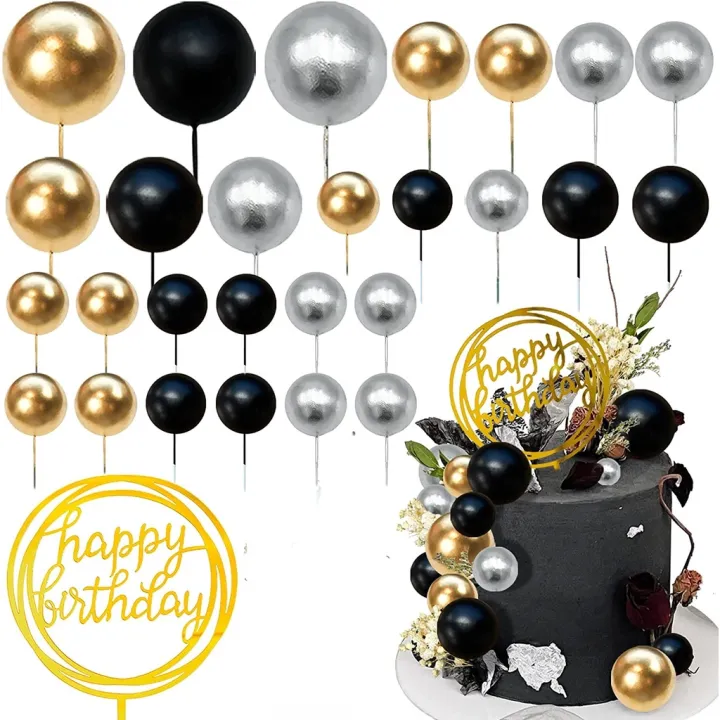 25pcs%20Black%20Gold%20Bubbles%20Balls%20Cake%20Topper%20Foam%20Balls%20Cake%20Topper%20Wedding%20Birthday%20Party%20Baby%20Shower%20Cake%20dessert%20Decoration%20-%20Image%202