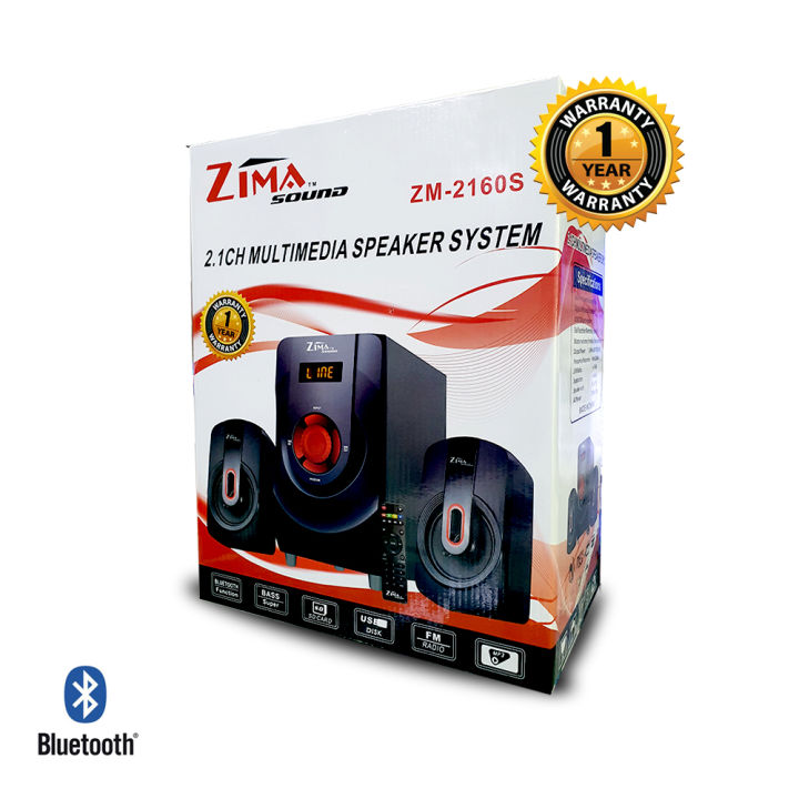 Zima 2.1 Bluetooth Multimedia Subwoofer ZM-2160 USB AUX Speaker Home PC Laptop Sub Woofer