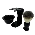Beard Shaving Brush Comes with Bracket Soap Mug Soft Bristles Hair Salon Barber Soap Foam Shave Men Facial Cleaning Tools. 