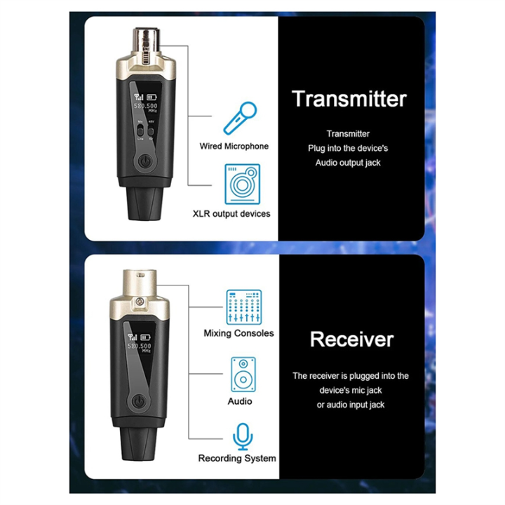 Wireless%20Microphone%20System%20XLR%20Mic%20Converter%20Adapter%20UHF%20Automatic%20Transmitter%20Setup%20for%20Condenser%20Dynamic%20Mic%20Metal%20-%20Image%204