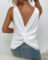 Yfashion Women's V-Neck Sleeveless Blouse Plain T Shirts Fits Tunic Tank Top. 