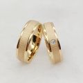 Wedding Rings Sets for Men and Women Handmade Unique Designer Matte 24k Gold Plated Titanium Jewelry Lover's Couples Ring. 