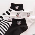 Thin Summer ins Low-Cut Women's Black and White Cute Stripes Socks Top Short Socks Trendy Japanese Mickey Cartoon Low. 