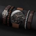 Qorix 4/5PCS Fashion Men Watches Casual Nylon Band Male's Quartz Watch Bracelets Set Relogio Masculino Reloj Hombre（Without Box）. 