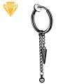 1Pc Men Fashion Long Chain Ear Piercing Loop Clip Hoop Earring Jewelry Gift. 