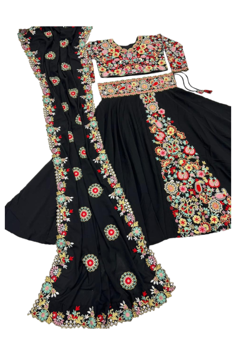 Georgette%20Embroidered%20Lehenga%20Women's%20Indian%20Ethnic%20Wear%20Long%20Skirt%20with%20Blouse%20Piece%20-%20Image%206