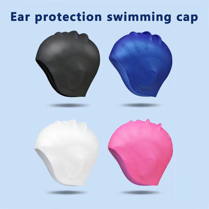 s High Elastic Swimming Caps Men Women Waterproof Swimming Pool Cap Protect Ears Long Hair Large Silicone Diving Swim Hat