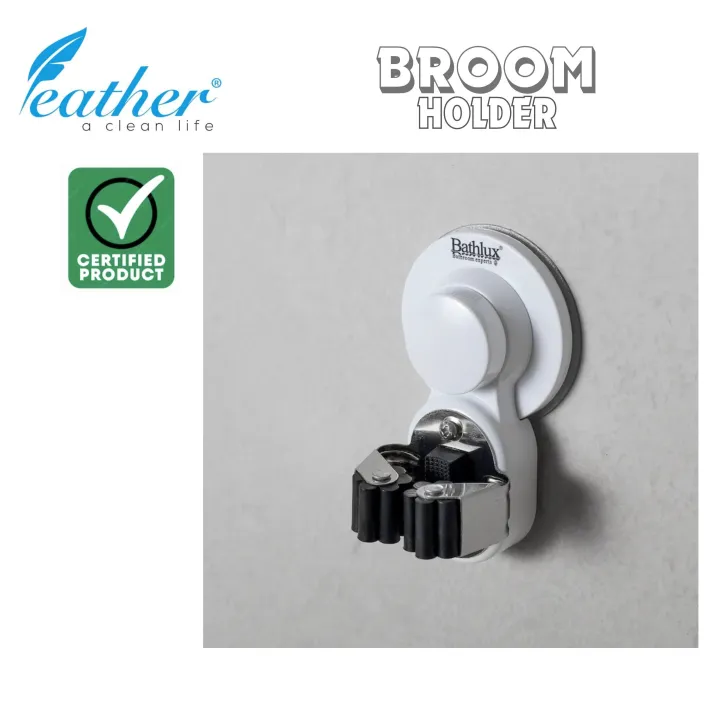 BROOM / MOP HOLDER SINGLE - BATHLUX  WHITE COLOR