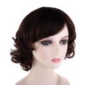 【Free shipping】 Thick Daily Smooth Heat Resistant Fiber False Female Hair Extension Invisible Natural Syhthetic Wig Women Bob Hair Ladies Curly Wigs Short Brown Wavy Wig. 