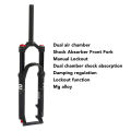 Bicycle Front Fork Black 26inch Bike Air Suspension Fork for Hiking. 