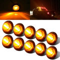 1X 3/4" Amber Yellow Small Round Side Marker lights 3LED Button Lamps Lorry 12V Encounter. 