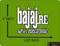 BAJAJ 12V 3 Wheel Body Stickers PVC & Luminous Plotter Cutting Stickers. 