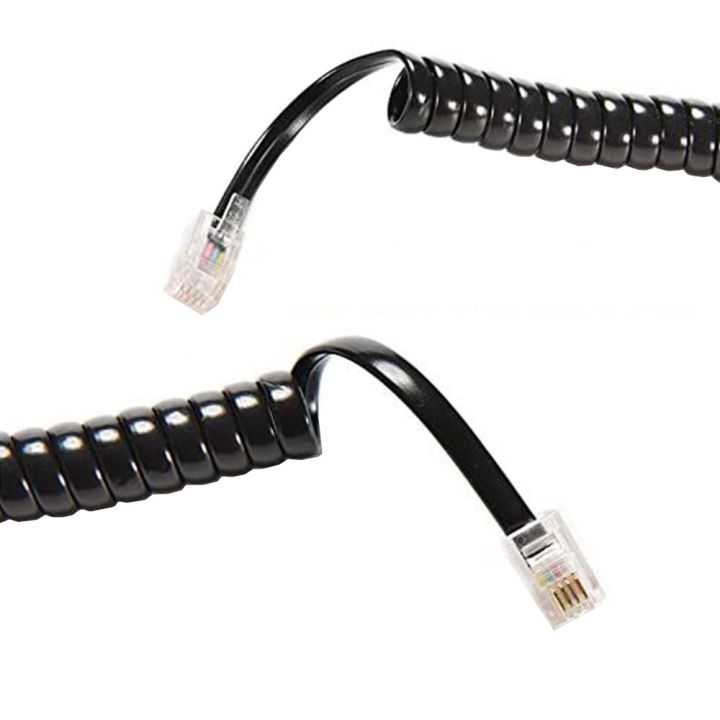 Line Cable Rj9 RJ9 4P4C Telephone Accessory Phone Cord Landline Uncoiled Coiled ...