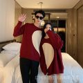 2024 Autumn New Love Couple Wear Christmas Red Sweater Women's round Neck Soft and Glutinous Long Sleeve Sweater Top. 