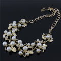 Pearls Crystal Tree Leaves Necklace Earring  Elegant Ladies Luxury Jewelry Set. 