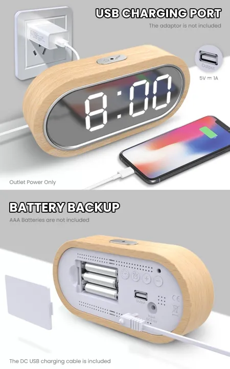 Beech%20wood%20dual%20alarm%20USB%20clock%20LED%20brightness%20-%20Image%204