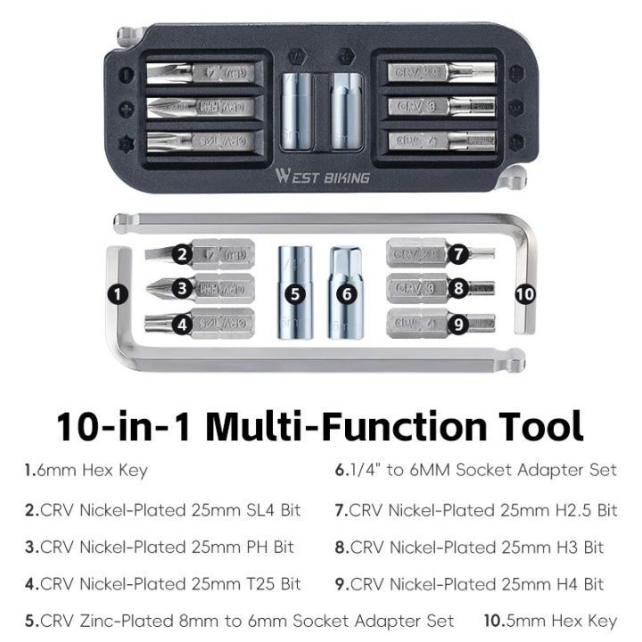 WEST%20BIKING%20Bicycle%2010-In-1%20Tool%20Kits%20CRV%20Steel%20Portable%20Magnetic%20Wrench%20Allen%20Keys%20Set%20MTB%20Road%20Bike%20Maintenance%20Multitools%20-%20Image%207