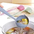 New Soup Spoon Long Handle Kitchen Strainer Solid Color Cooking Colander Kitchen Scoop Plastic Tableware Colander Hot. 