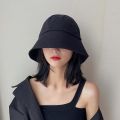 Summer Women Bucket Hat Solid Color Cotton Foldable Panama Cap Outdoor Casual Lady Girl Sun Visor Cap. 