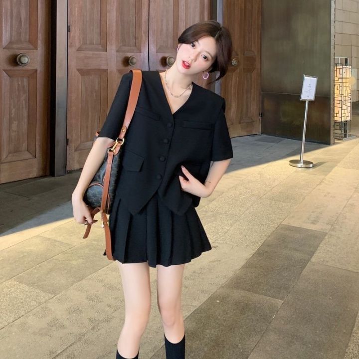 2023New%20Small%20Business%20Suit%20Korean%20Style%20Niche%20Summer%20Fashion%20Set%20Loose%20All-Match%20High%20Waist%20Skirt%20Two-Piece%20Set%20for%20Women%20-%20Image%206