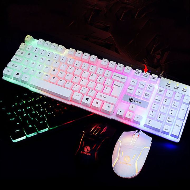 1 Set LED Light Backlight Mechanical Feel Gaming Keyboard and Wired ...