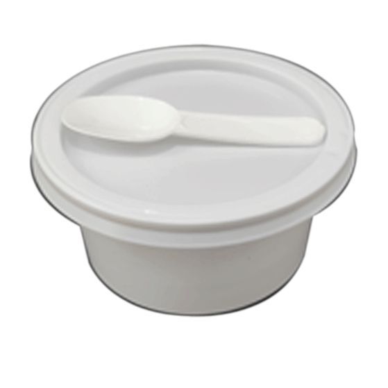 Plastic White Yogurt Cup with Spoon
