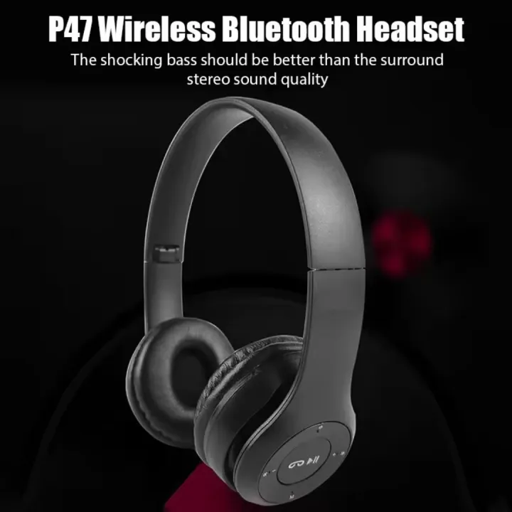 P47%20Wireless%20Headphones%20Bluetooth%20Headset%20Foldable%20Stereo%20Gaming%20Earphones%20With%20Microphone%20Support%20TF%20Card%20For%20IPad%20Mobile%20Phone%20-%20Image%203