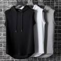 EB Men Tank Top Ins Trendy Sports Kam Shoulder Bottom Shirt Hooded Loose Korean Solid Sleeveless T-Shirt Top. 