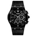 Luxury Men Orginal Skmei 9157 Watch Chronograph Silicone Rubber Strap 3 Eyes Full Black Dial Case Cool Sports Military Male Quartz Wristwatch Clock. 