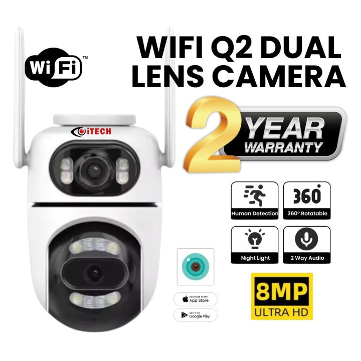 8MP 4K PTZ WiFi IP Camera Security Protection Dual Lens Screen Color Night Vision Auto Track CCTV Surveillance Camera ICSEE APP
