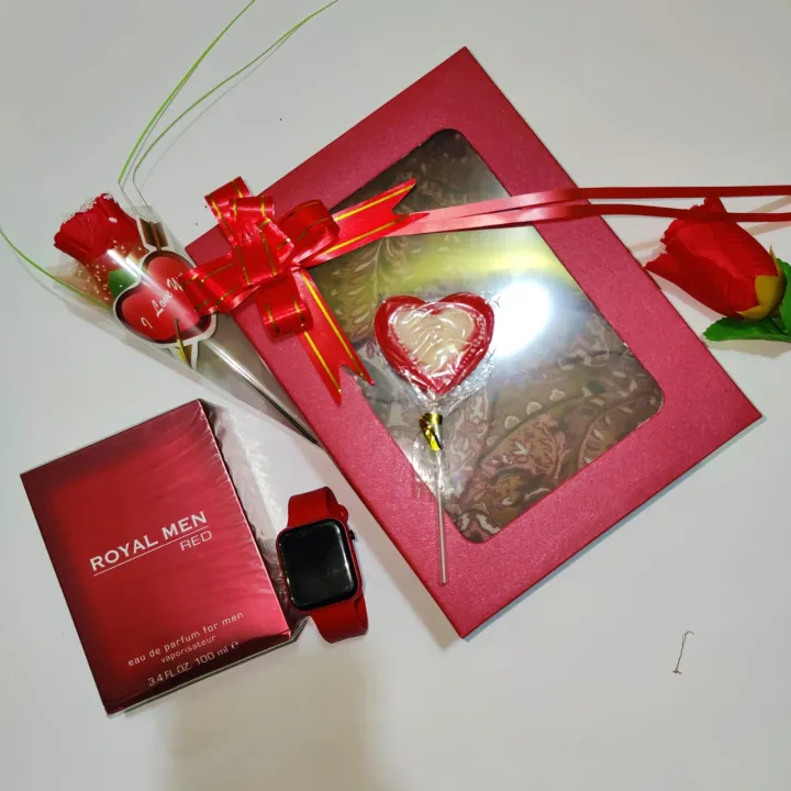 Gift%20Box%20Men's%20Valentines%20Day%20Gift%20Pack%20for%20Girlfriend%20Boyfriend%20Wife%20Husband%20Fiance%20Beautiful%20Basket%204pcs%20Red%20Items%20Decorated%20Gift%20Box%20Watch,%20Rose%20Flower,%20Perfume,%20Free%20Lolipop%20Customized%20Valentine,%20Birthday,%20Anniversary%20Gift%20-%20Image%202