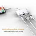 High Speed Adapter to RJ45 Ethernet LAN Wired Networrk for iPhone/iPad with Charging and USB 3 Camera reader port. 