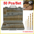 50X Set Titanium Coated High Speed Steel Twist Drill Bit Tool 1/1.5/2/2.5/3mm. 