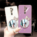 For OPPO A9 2020 / OPPO A5 2020 Back Cover + Bowknot Makeup Mirror Fashion Shiny Plating Square Bumper Bling Girls Phone Case Soft TPU Silicone Shockproof Back Cover. 