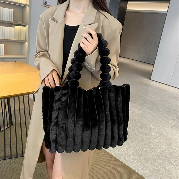Fluffy%20Tote%20Bag%20Faux%20Fur%20Shoulder%20Purse%20for%20Women%20Plush%20Handbag%20Winter%20Soft%20Fuzzy%20Top%20Handle%20Handbag%20Puffer%20Hobo%20Bag%20-%20Image%204