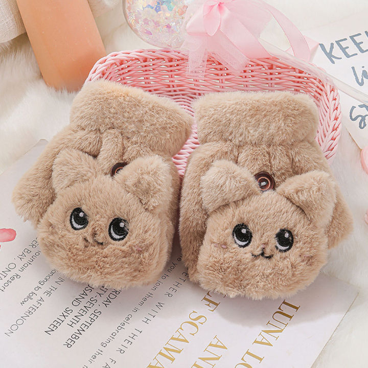 Fashion Cartoon Autumn Winter Finger Gloves for Children/ Knitted Warm Half Finger Gloves