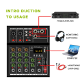 GAX-A4 Professional Portable Digital Dj Console with USB Mixer Border Live Singing 4 Channel Audio Mixer 1 Piece. 
