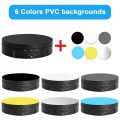 OYPFXMI Motorized Rotating Display Stand, 360 Degree Photography Turntable with 6 PVC Backgrounds,Battery/USB Power Supply Black. 