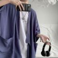 Shirt Three-Quarter Sleeve Casual Cloak Is Very Fairy Loose ins Men's Thin Fashion Brand Men's Coat Korean Set Summer. 