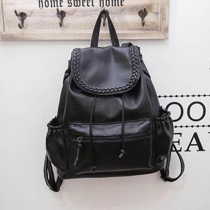 Fashion%20Knit%20Women%20Preppy%20Simple%20Style%20PU%20Leather%20Backpack%20Shoulder%20Bag%20Schoolbag%20-%20Black%20-%20Image%203