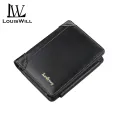 LouisWill Men Short Zipper Buckle Wallets PU Leather Fashion Wallets Business Mini Wallets Men Bags Retro Hand Bags Tri-fold Card Holders Coin Purse Clutches for Men. 